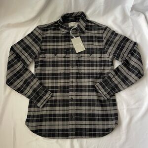 NWT! Everlane Black and Gray Plaid Flannel Shirt